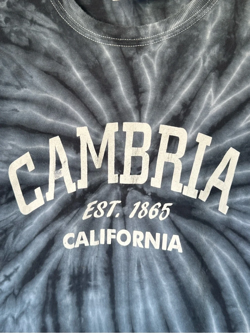 Retro Cambria California CA Gray Tie-Dye Graphic Tee Men’s S